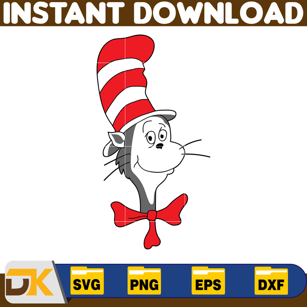 Dr Seuss Svg Layered Item, Dr. Seuss Quotes Cat In The Hat Svg Clipart, Cricut, Digital Vector Cut File, Cat And The Hat (282).jpg