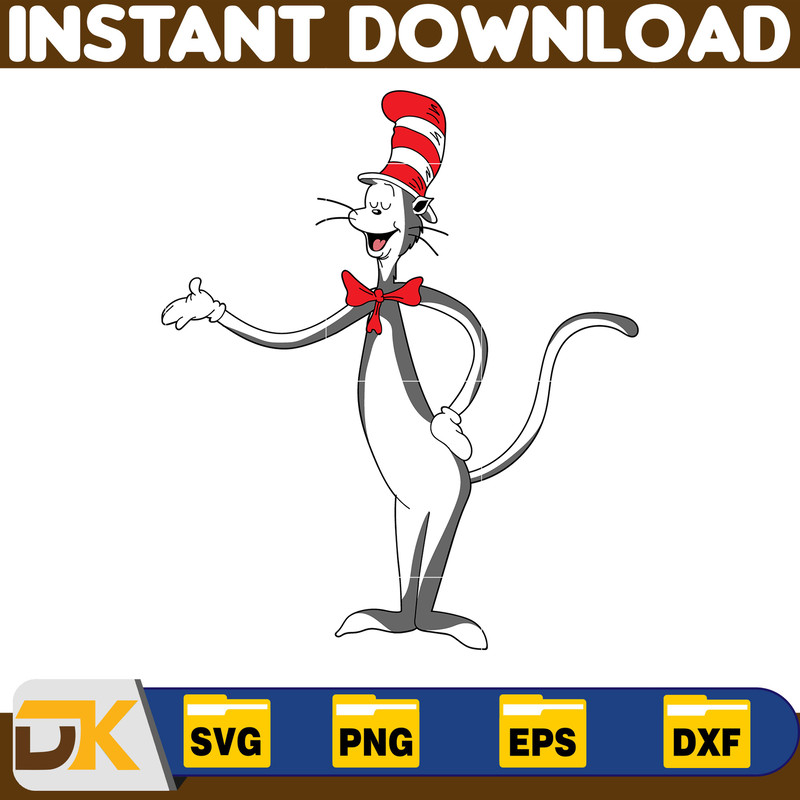 Dr Seuss Svg Layered Item, Dr. Seuss Quotes Cat In The Hat Svg Clipart, Cricut, Digital Vector Cut File, Cat And The Hat (293).jpg
