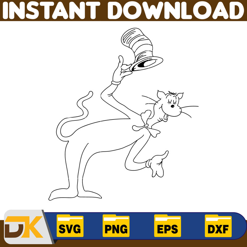 Dr Seuss Svg Layered Item, Dr. Seuss Quotes Cat In The Hat Svg Clipart, Cricut, Digital Vector Cut File, Cat And The Hat (333).jpg