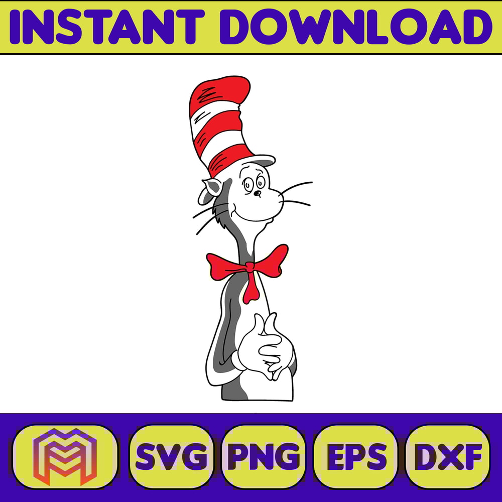 Dr Seuss Svg Layered Item, Dr. Seuss Quotes Cat In The Hat Svg Clipart, Cricut, Digital Vector Cut File, Cat And The Hat (321).jpg