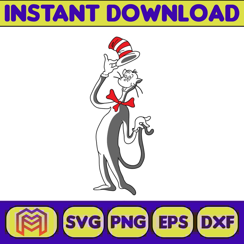 Dr Seuss Svg Layered Item, Dr. Seuss Quotes Cat In The Hat Svg Clipart, Cricut, Digital Vector Cut File, Cat And The Hat (329).jpg