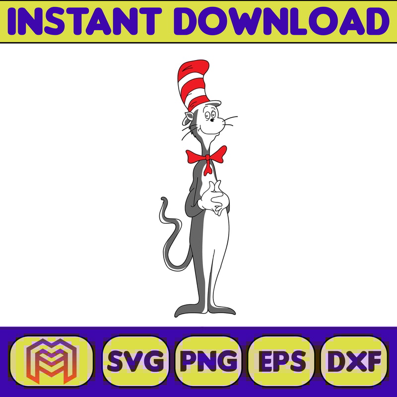 Dr Seuss Svg Layered Item, Dr. Seuss Quotes Cat In The Hat Svg Clipart, Cricut, Digital Vector Cut File, Cat And The Hat (335).jpg