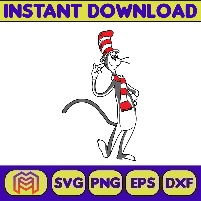 Dr Seuss Svg Layered Item, Dr. Seuss Quotes Cat In The Hat Svg Clipart, Cricut, Digital Vector Cut File, Cat And The Hat (337).jpg
