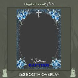 360 overlay baptism custom template selfie 360 blue flowers photobooth 360 baptism cross 360 silver frame boy videobooth