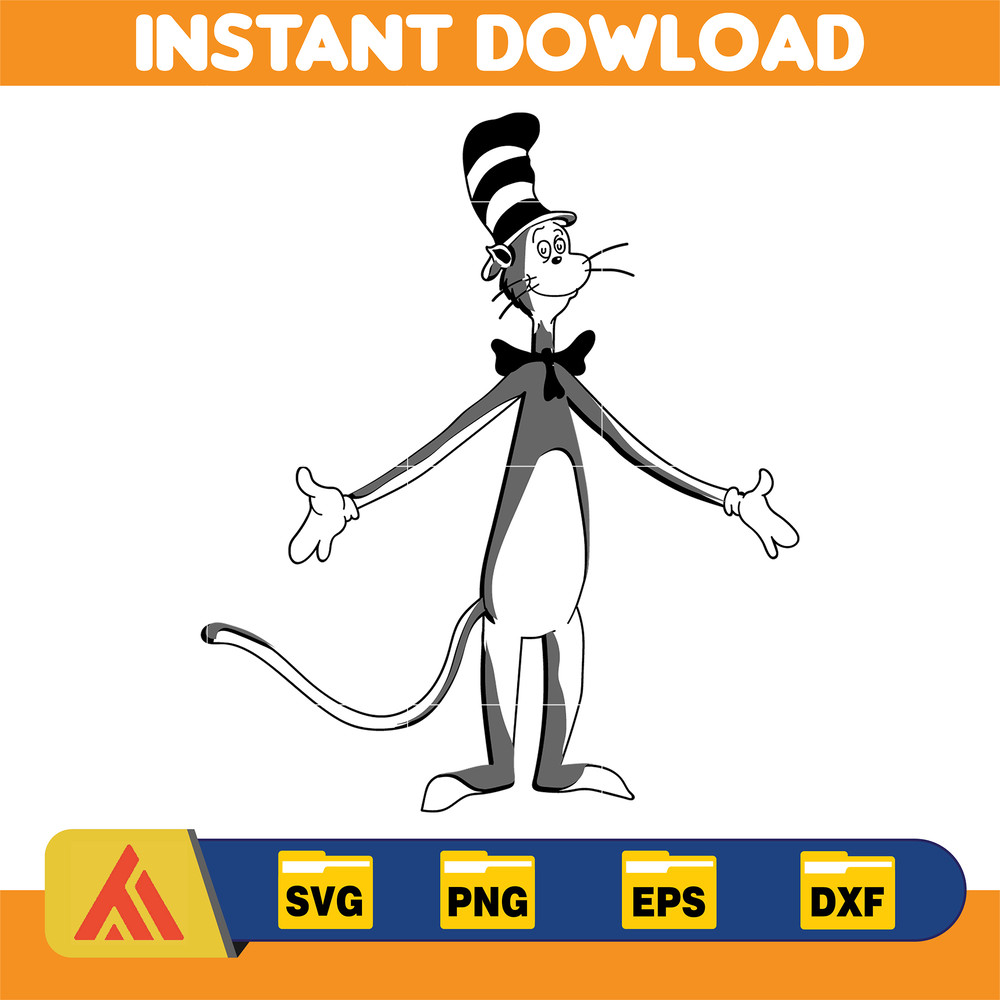 Dr Seuss Svg Layered Item, Dr. Seuss Quotes Cat In The Hat Svg Clipart, Cricut, Digital Vector Cut File, Cat And The Hat (319).jpg