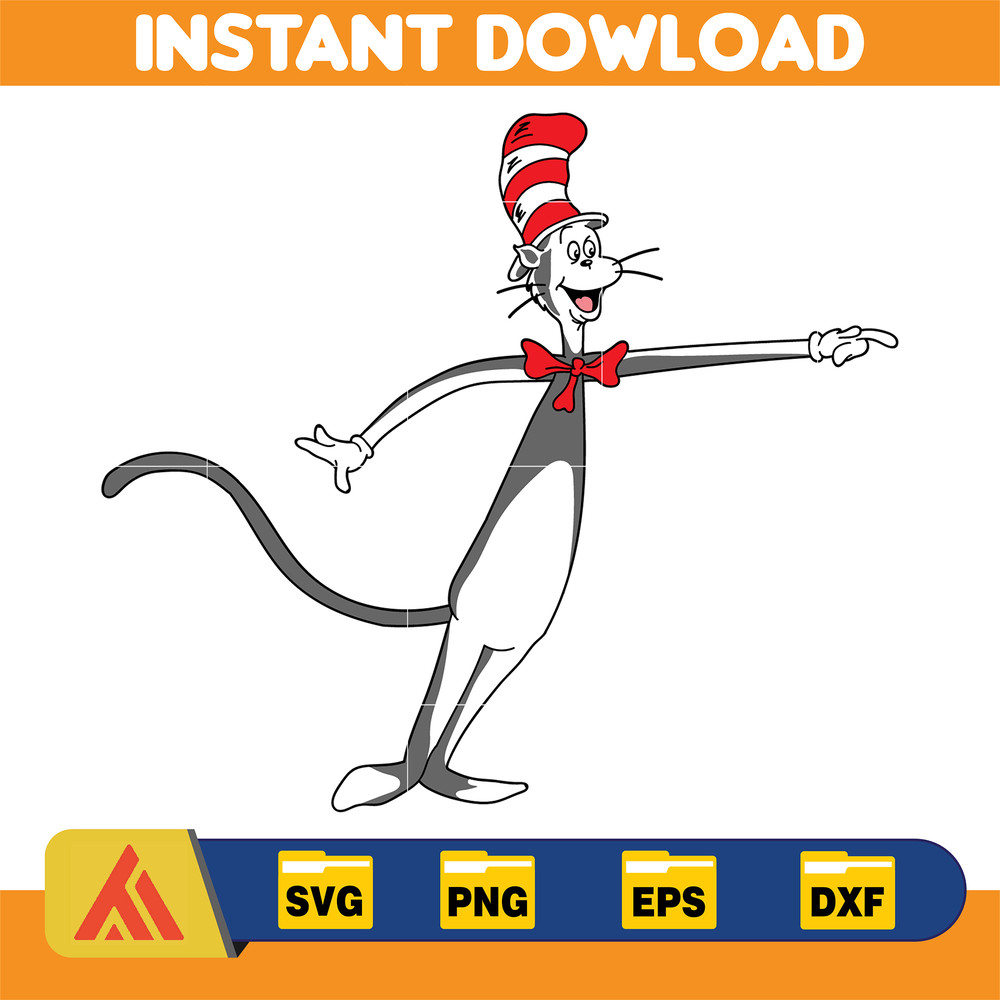 Dr Seuss Svg Layered Item, Dr. Seuss Quotes Cat In The Hat Svg Clipart, Cricut, Digital Vector Cut File, Cat And The Hat (331).jpg