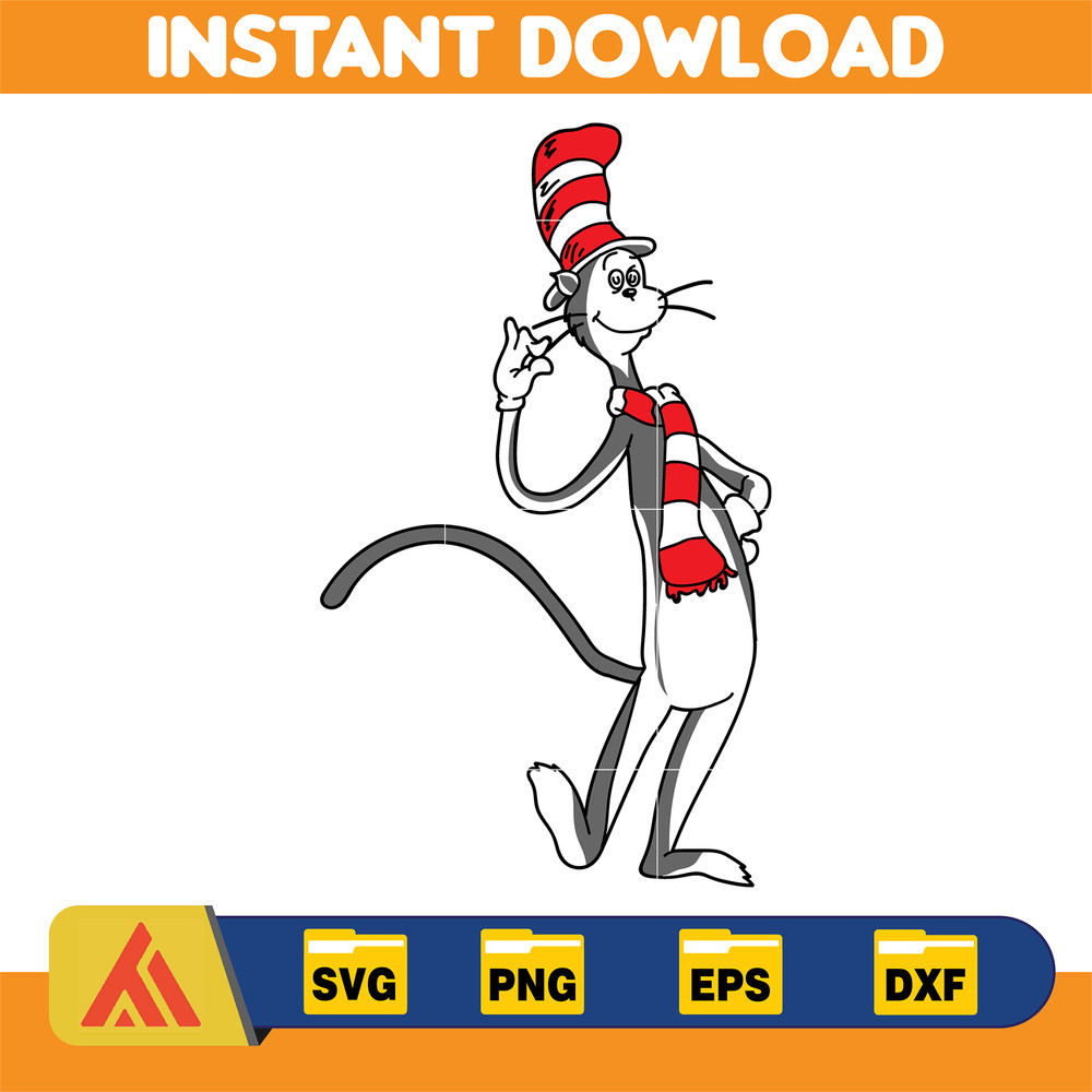 Dr Seuss Svg Layered Item, Dr. Seuss Quotes Cat In The Hat Svg Clipart, Cricut, Digital Vector Cut File, Cat And The Hat (337).jpg