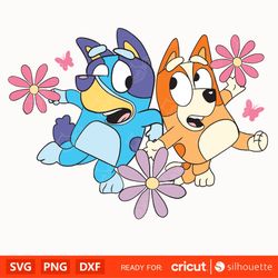Bluey Flower, Bluey Cartoon Svg, Bluey And Bingo Svg, Cricut, Silhouette Vector