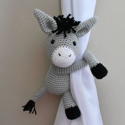 Donkey curtain tieback Crochet Pattern, Amigurumi Donkey