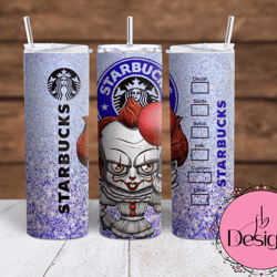 Starbucks Halloween -Pennywise from IT Sublimation tumbler wraps 20oz and 30oz