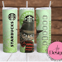 Starbucks Halloween  Freddy from Nightmare on Elm Street Sublimation tumbler wraps 20oz and 30oz