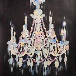 Acrylic painting Abstract chandelier painting Abstract art Antique Galainart Interior painting Wall decor Artwork French