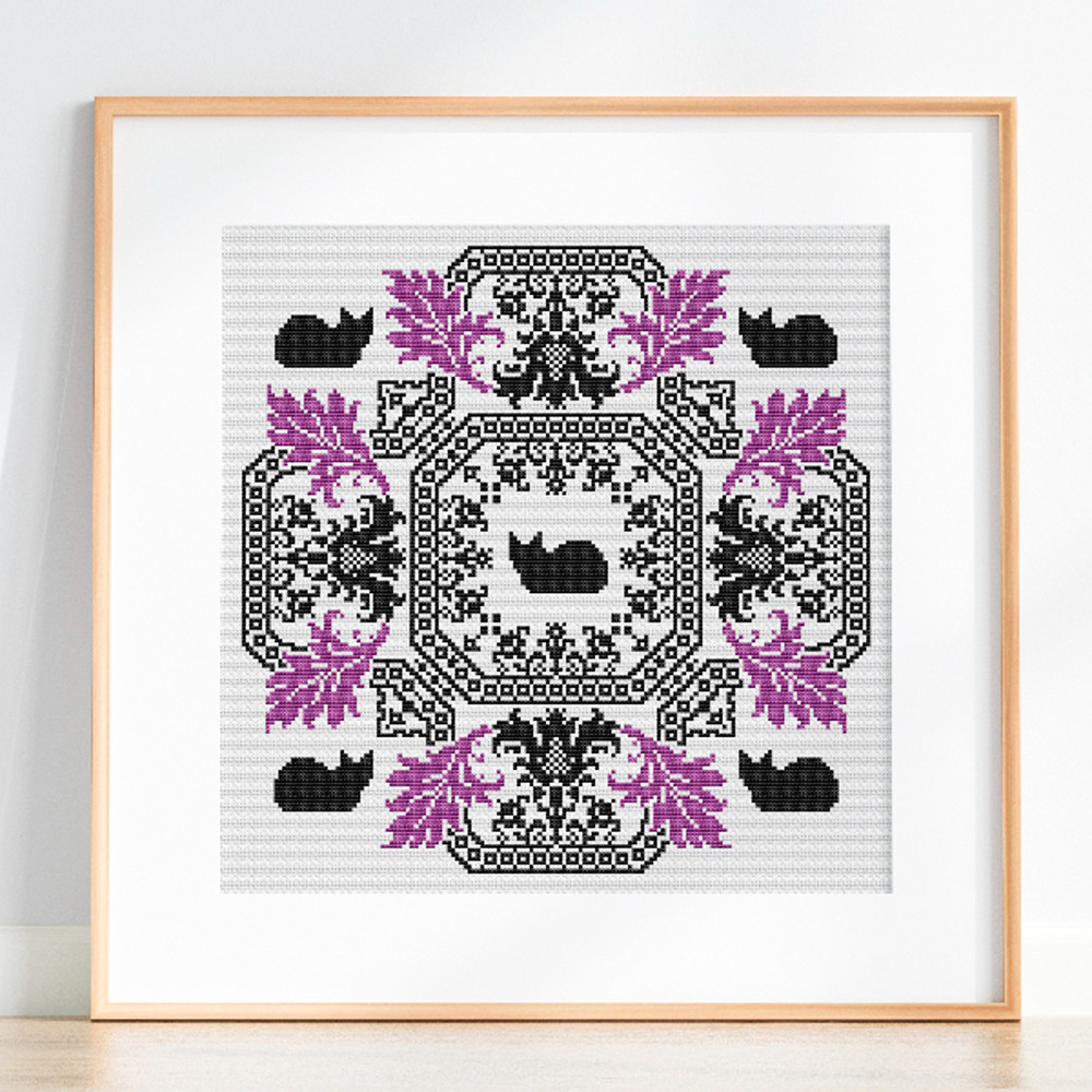 cross stitch pillow pattern cats