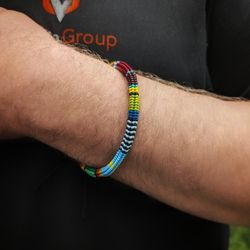 Men bracelet handmade, Bohemian bright beaded bracelet for men