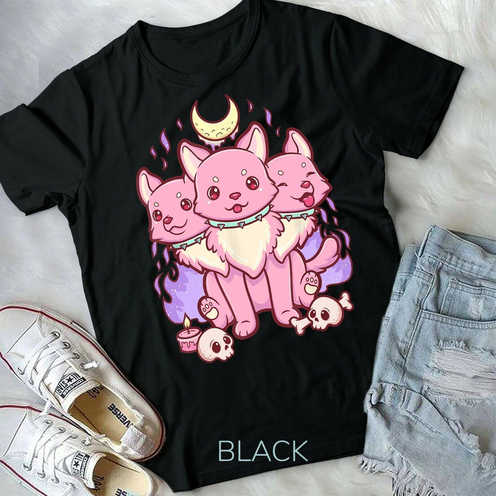 Kawaii Pastel Goth Cute Creepy 3 Headed Dog Anime Vaporwave Aesthetic T-Shirt.jpg