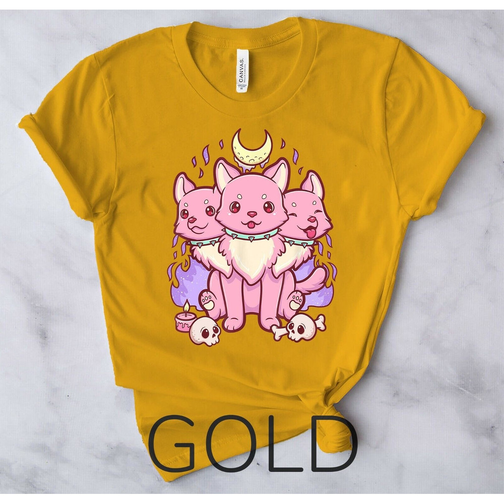 Kawaii Pastel Goth Cute Creepy 3 Headed Dog Anime Vaporwave Aesthetic T-Shirt4.jpg
