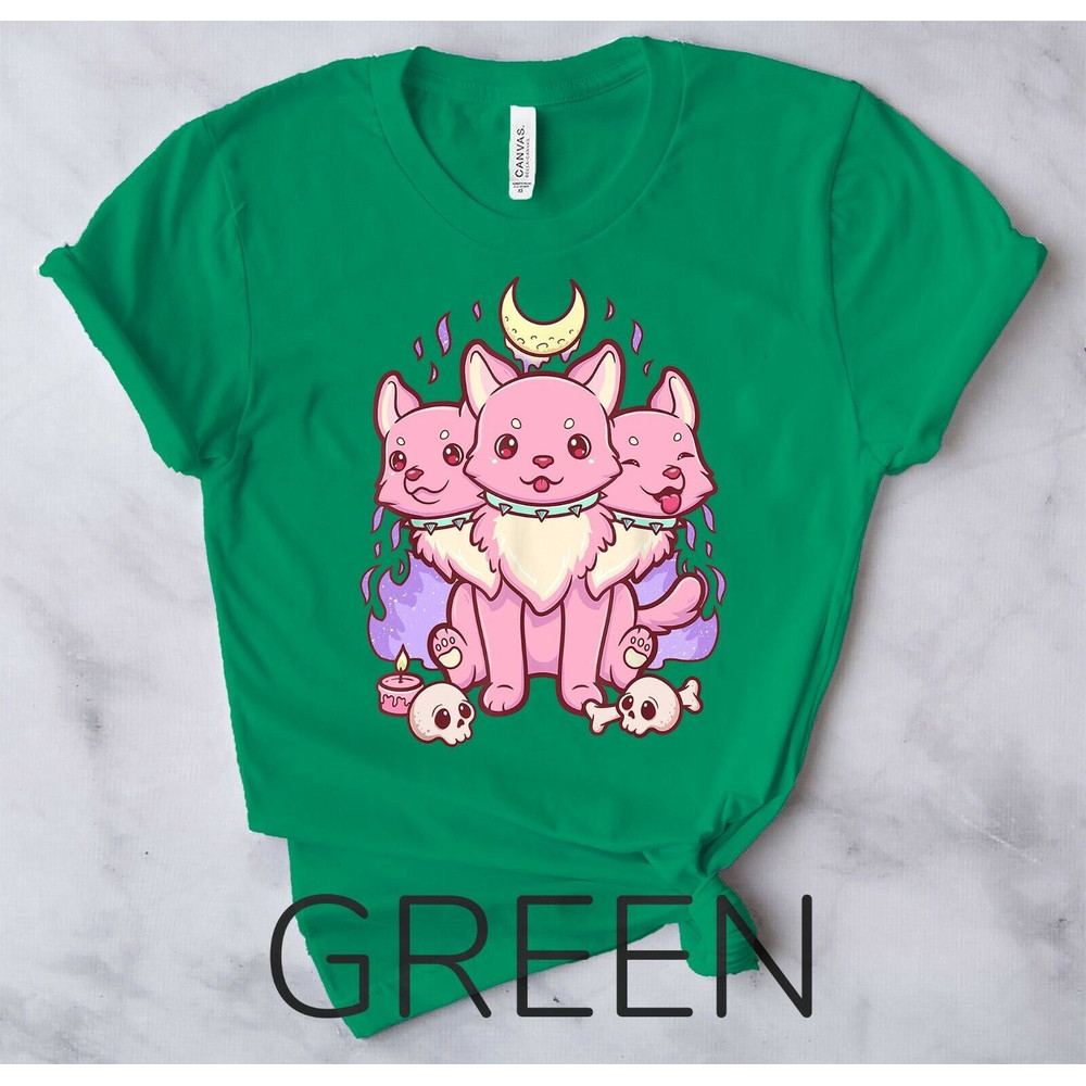 Kawaii Pastel Goth Cute Creepy 3 Headed Dog Anime Vaporwave Aesthetic T-Shirt5.jpg