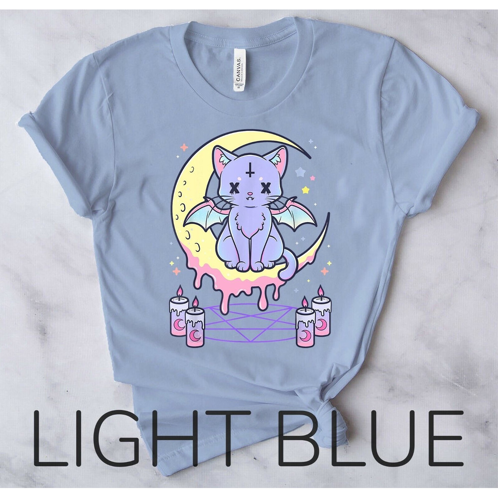 Kawaii Pastel Goth Cute Creepy Black Cat - Unisex Form T-Shirt1.jpg