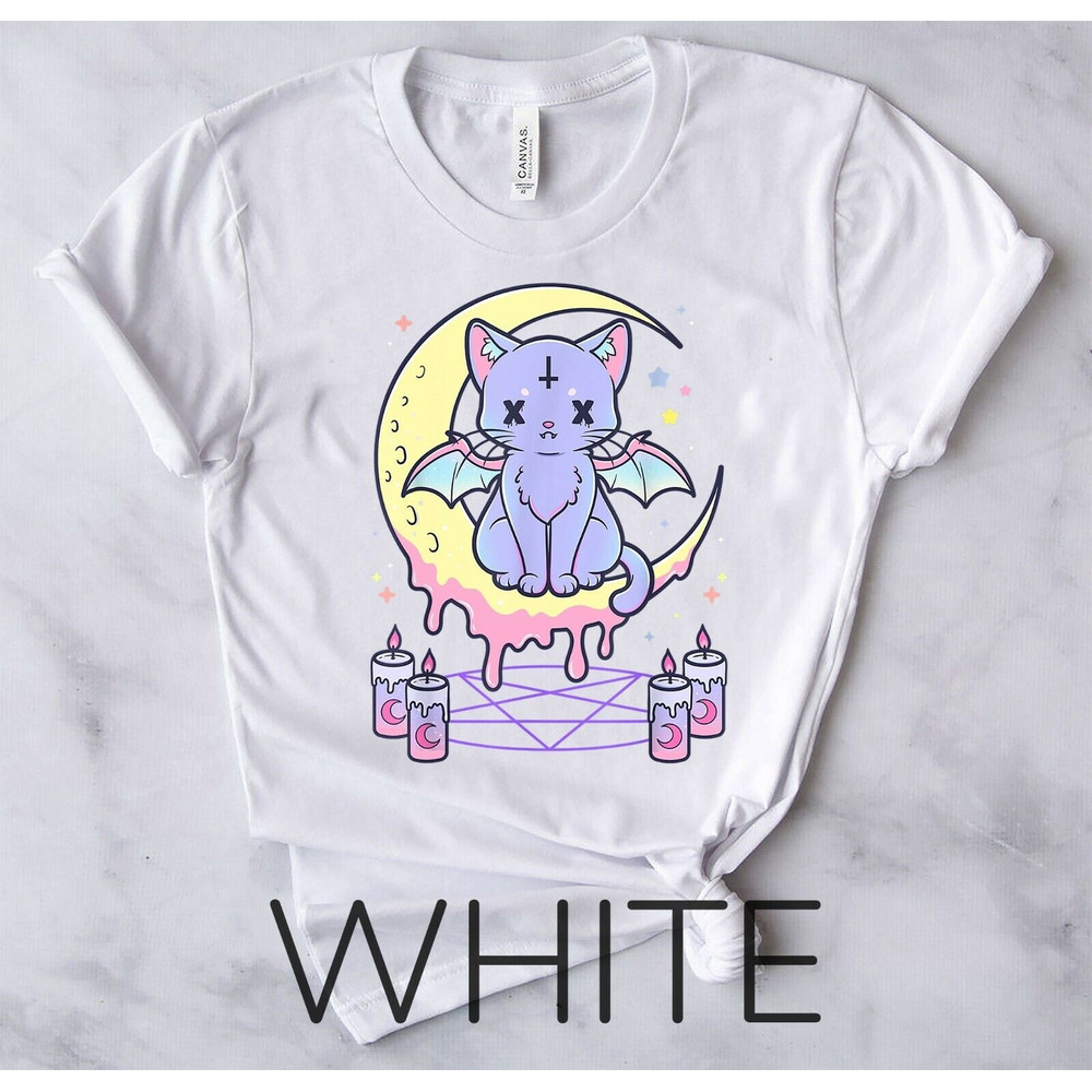Kawaii Pastel Goth Cute Creepy Black Cat - Unisex Form T-Shirt3.jpg