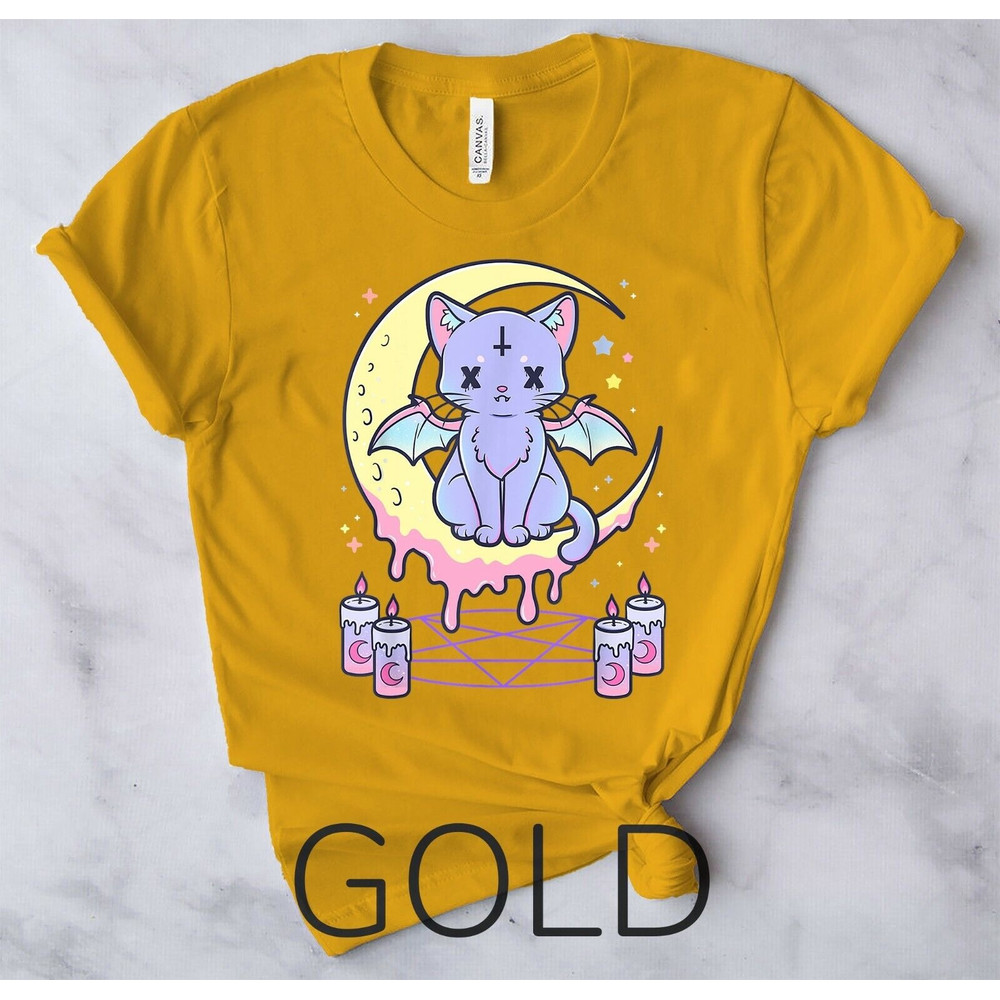 Kawaii Pastel Goth Cute Creepy Black Cat - Unisex Form T-Shirt4.jpg