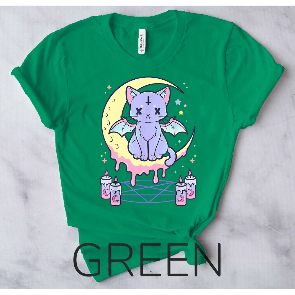 Kawaii Pastel Goth Cute Creepy Black Cat - Unisex Form T-Shirt5.jpg