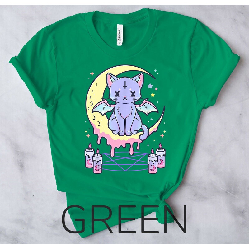 Kawaii Pastel Goth Cute Creepy Black Cat - Unisex Form T-Shirt5.jpg