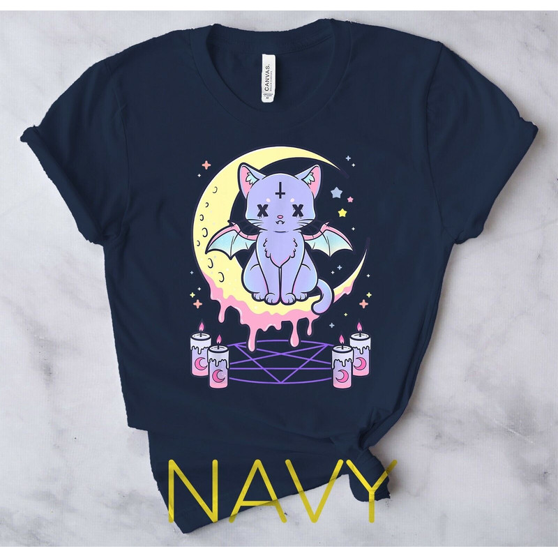 Kawaii Pastel Goth Cute Creepy Black Cat - Unisex Form T-Shirt6.jpg