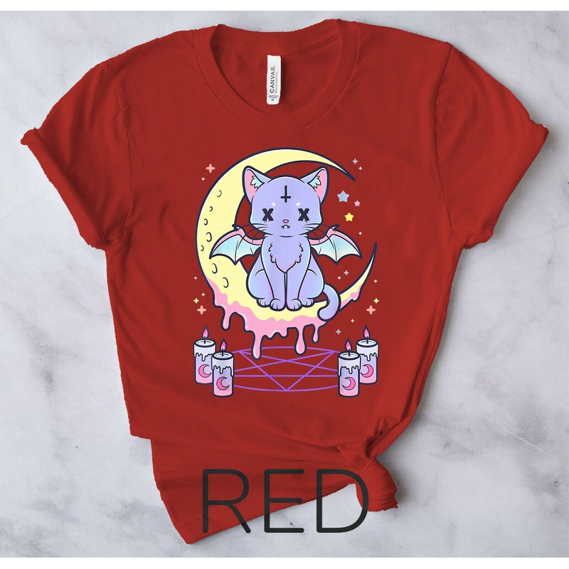 Kawaii Pastel Goth Cute Creepy Black Cat - Unisex Form T-Shirt7.jpg