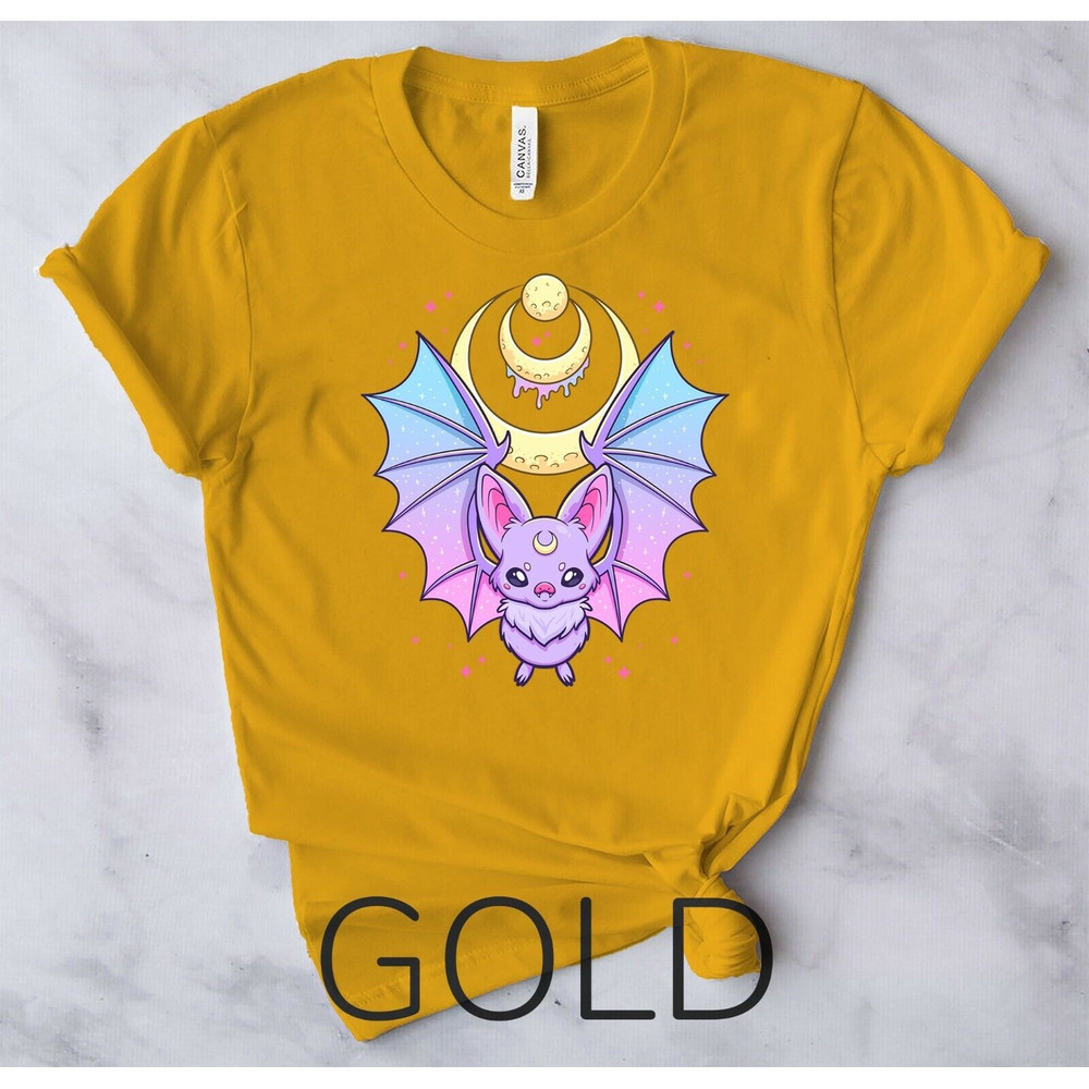 Kawaii Pastel Goth Cute Creepy Crescent Moon Bat - Unisex Form T-Shirt1.jpg