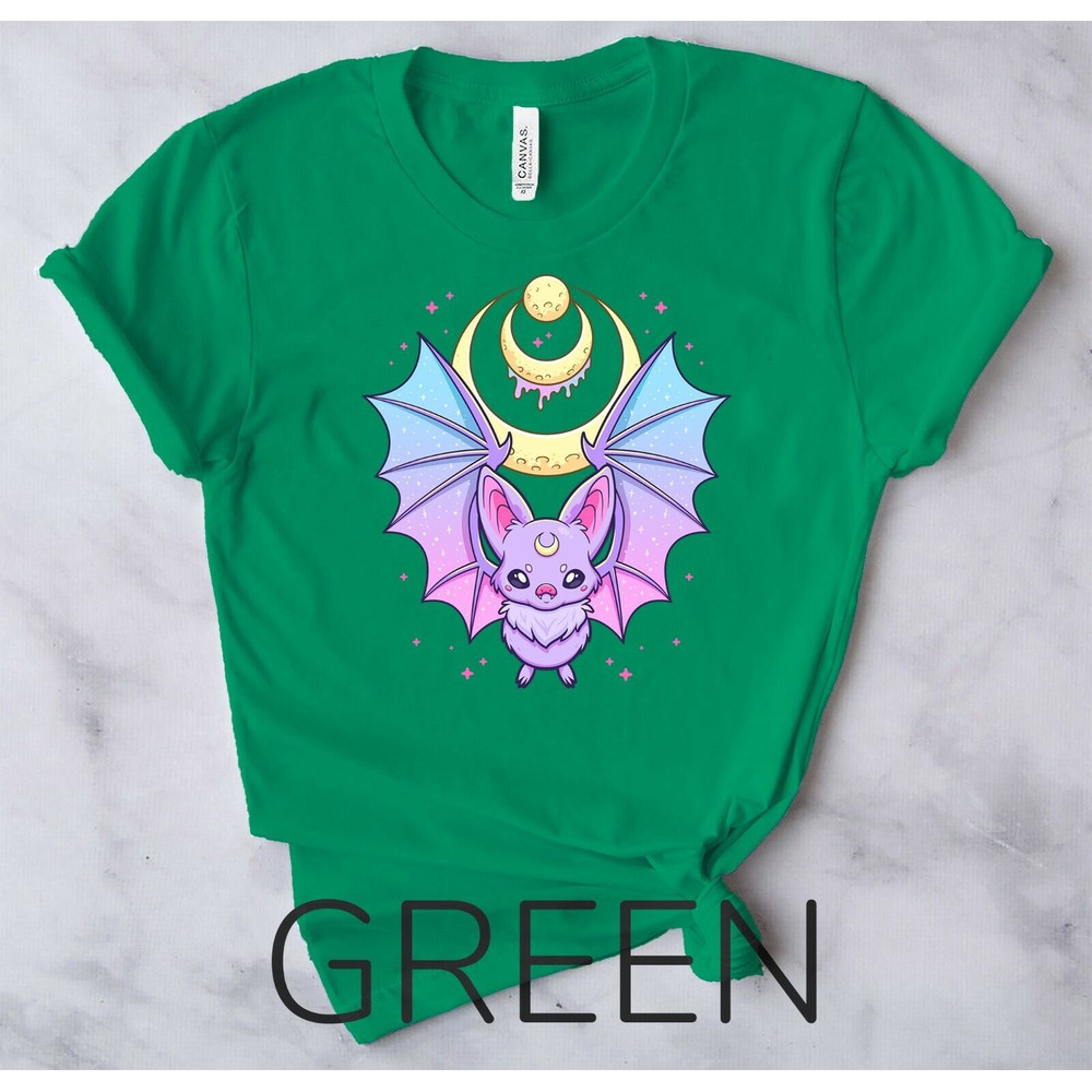 Kawaii Pastel Goth Cute Creepy Crescent Moon Bat - Unisex Form T-Shirt2.jpg