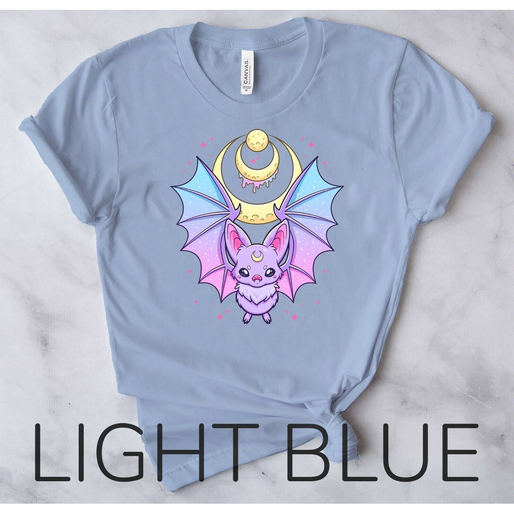 Kawaii Pastel Goth Cute Creepy Crescent Moon Bat - Unisex Form T-Shirt3.jpg