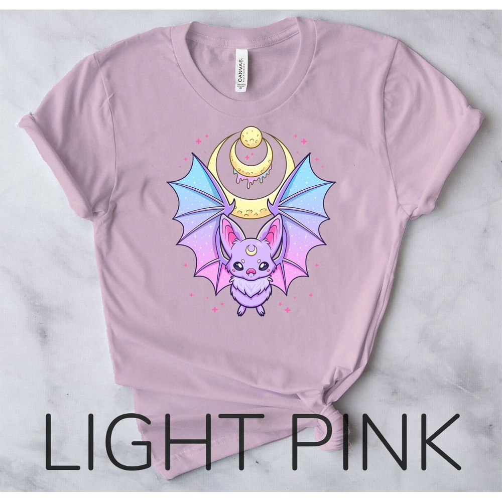 Kawaii Pastel Goth Cute Creepy Crescent Moon Bat - Unisex Form T-Shirt4.jpg