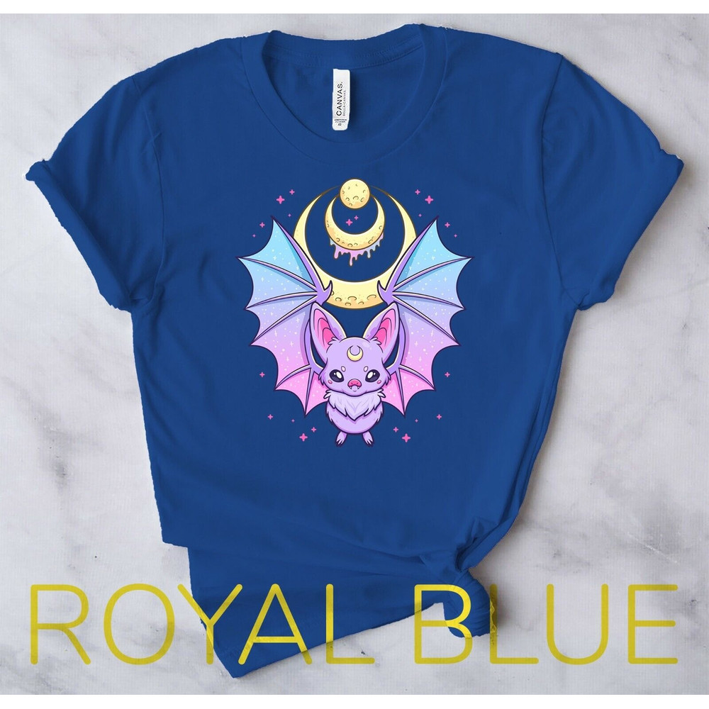 Kawaii Pastel Goth Cute Creepy Crescent Moon Bat - Unisex Form T-Shirt7.jpg