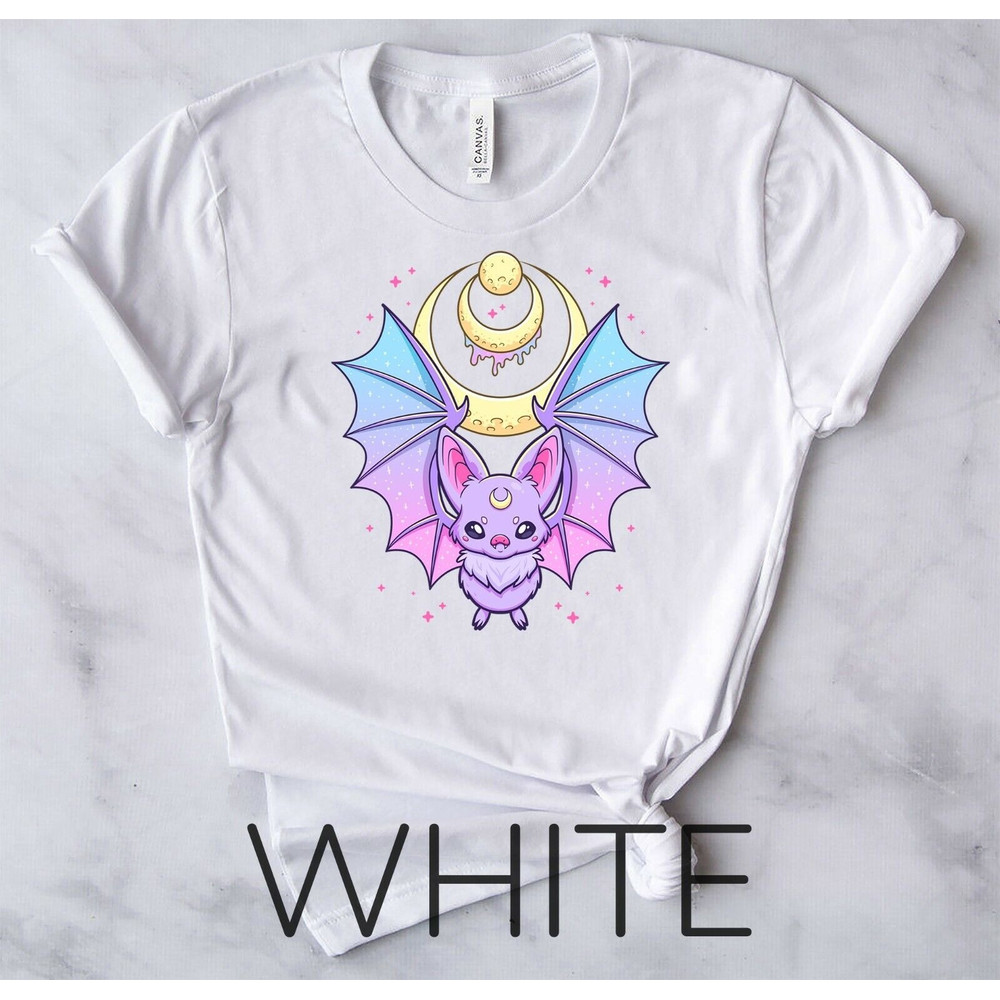 Kawaii Pastel Goth Cute Creepy Crescent Moon Bat - Unisex Form T-Shirt8.jpg
