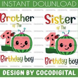 cocomelon brother and sister of birthday boy svg, coco melon svg, cocomelon bundle svg, cocomelon birthday svg, watermel