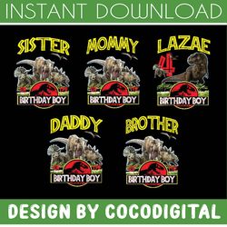 personalized dinosaur birthday boy png, dinosaur family birthday matching png, t-rex png custom birthday, birthday boy p