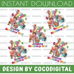 personalized coco melon birthday png, customized cocomelon birthday png, custom personalize birthday family matching , c