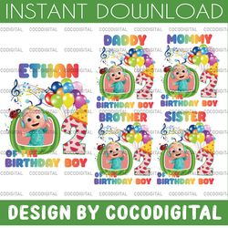 cocomelon personalized name and ages birthday png, cocomelon brithday balloon png,cocomelon family birthday png, waterme