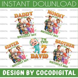 cocomelon personalized name and ages birthday png, cocomelon brithday boy png,cocomelon family birthday png, birthday bo