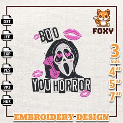 boo you horror embroidery design, face ghost embroidery machine file, scary halloween, hallloween embroidery design, hal