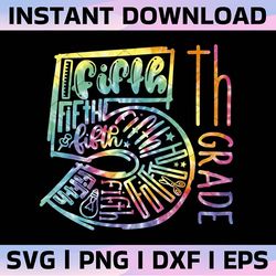 fifth grade png, tie dye 5th grade typography png, back to school png, first day of school png, second grade png, first