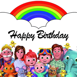 happy birthday png, cocomelon png, birthday family png, cartoon characters, watermelon birthday png, instant download
