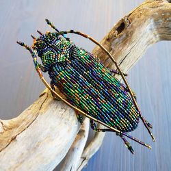 Anatomy Mustache Beetle  3D Beaded Brooch