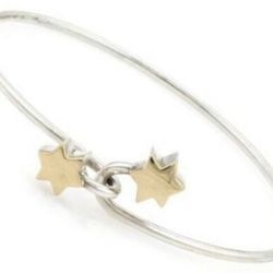 tiffany & co. stars hook bangle bracelet in silver sterling 925 and stars in gold 18 karats original in tiffany's gift p