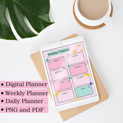 digital planner, daily digital life planner, weekly planner, pink planner, printable planner, planner for productivity