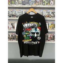 vintage mf doom 90s hip hop t shirt, vintage mf doom rap tee shirt, mf doom merch, mf doom graphic tee, all caps shirt,m