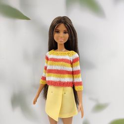 Barbie doll clothes yellow stiped sweater