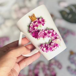 personalized name mug, initial mug, monogram mug, gifts for her, custom letter, polymer clay mug, funny ceramic cup