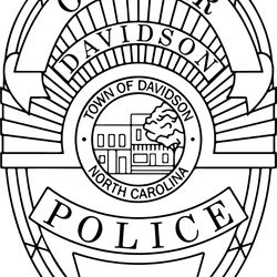 town of Davidson north carolina police officer badge vector file Black white vector outline or line art file
