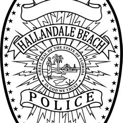 hallandale beach florida police department badge vector file black white vector outline or line art file